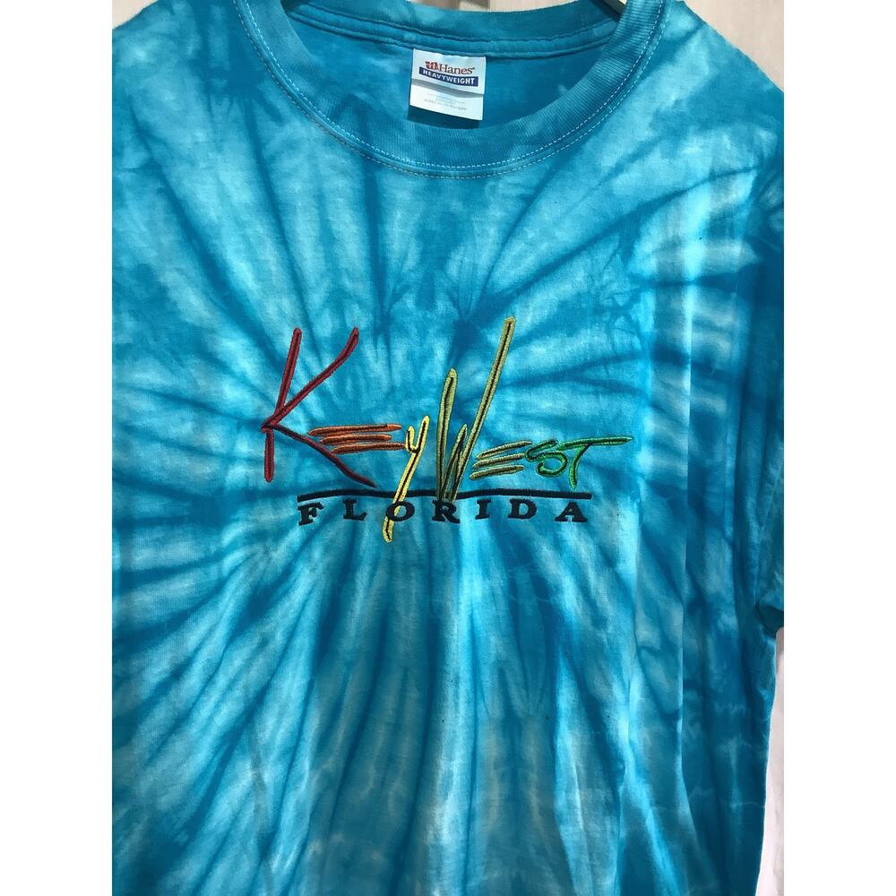 Vintage Key West Florida Tie Dye T Shirt Hanes Heavyweight XL Embroidered - Picture 2 of 4